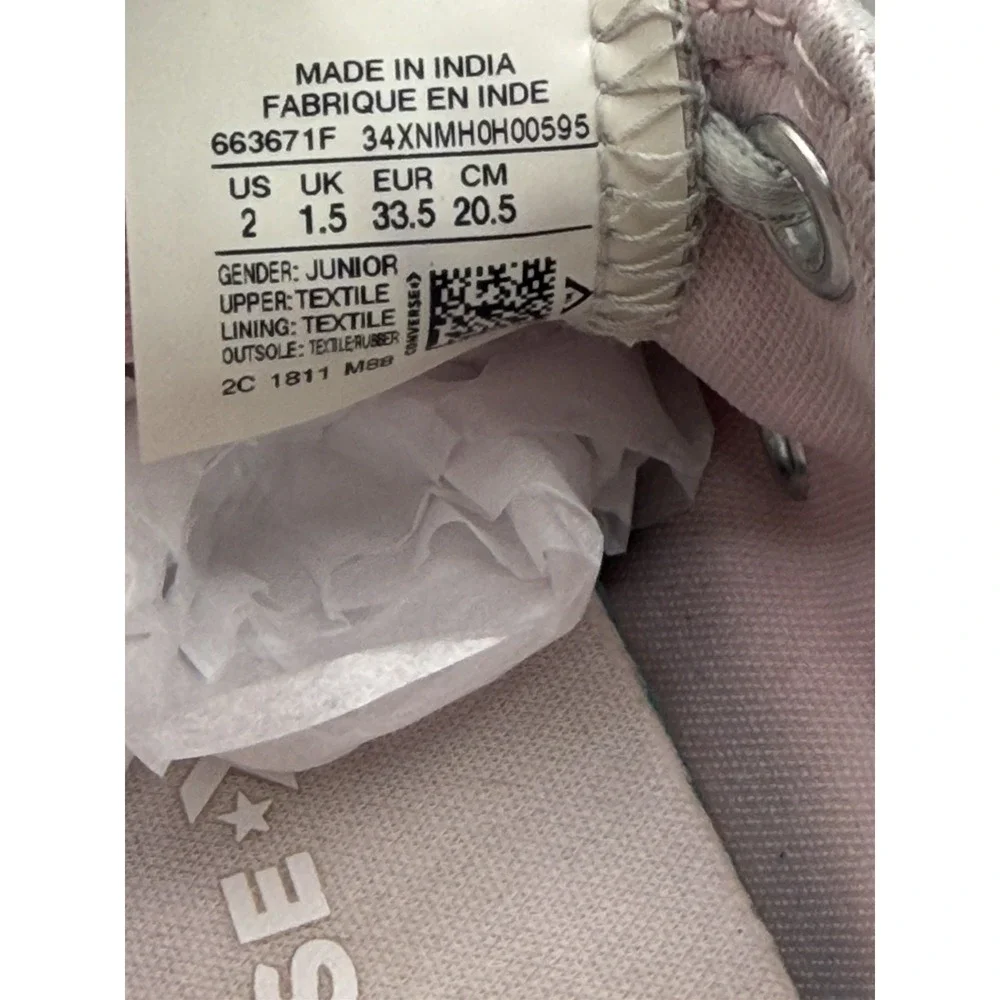 Converse All Star Chuck Taylor Metallic Silver Pink Low Top Sneakers Junior Sz 2